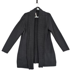 Leo & Nicole Women's XL Black Knit Long Open Cardigan Sweater, Lagenlook Goth